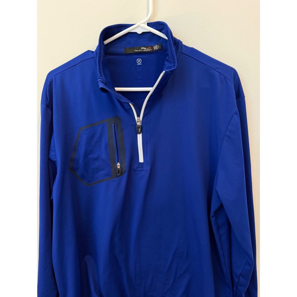 RLX Ralph Lauren Mens Royal Blue Quarter Zip Stretch Golf Pullover Large